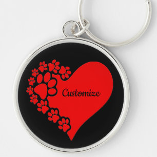 Personalised Pet Love Heart Key Ring
