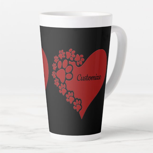 Personalised Pet Love Heart Latte Mug (Right Angle)