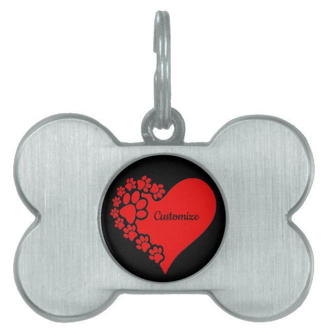 Personalised Pet Love Heart Pet ID Tag (Front)