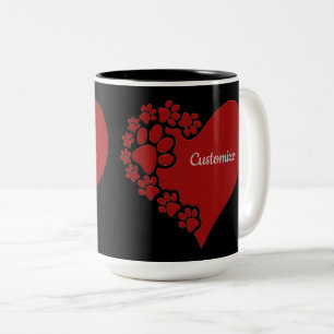 Personalised Pet Love Heart Two-Tone Coffee Mug