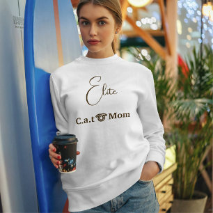 Personalised Pet Lover Brown Script Cat Mum White Sweatshirt