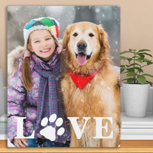 Personalised Pet Lover Love Paw Print Dog Photo Plaque