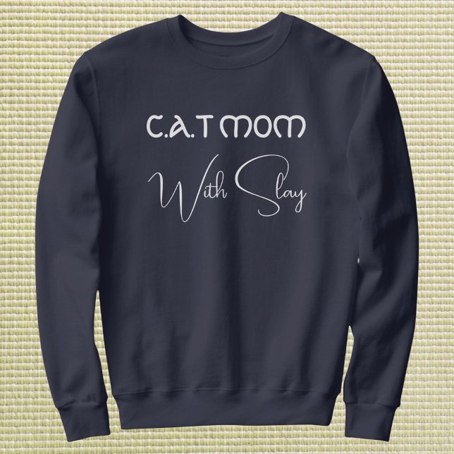 Personalised Pet Lover Script Cat Mum Navy Blue Sweatshirt (Creator Uploaded)