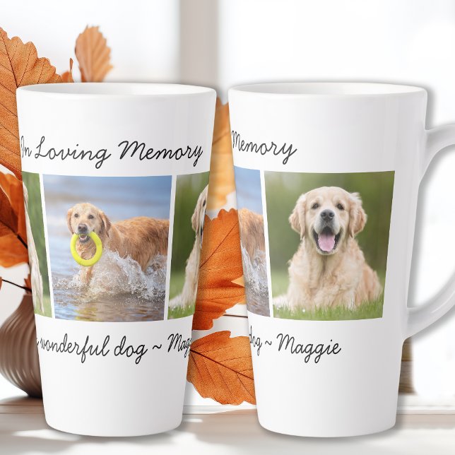 Personalised Pet Memorial 3 Photo In Loving Memory Latte Mug (Creator Uploaded)