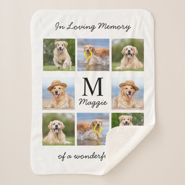 Personalised Pet Memorial 8 Photo In Loving Memory Sherpa Blanket (Front)