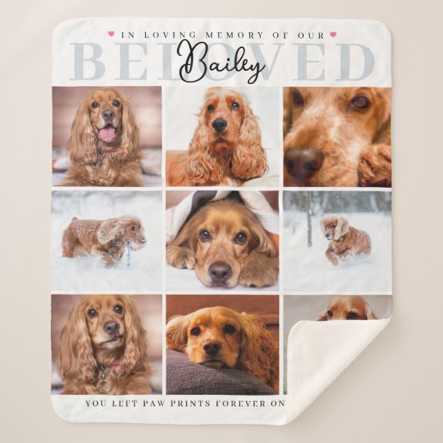 Personalised Pet Memorial Blanket 9 Photo Collage (Front)