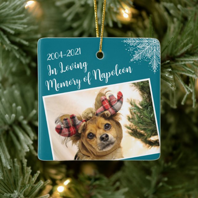 Personalised Pet Memorial Christmas Photo Ceramic Ornament (Tree)