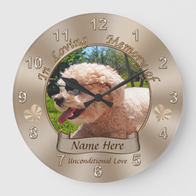 Personalised Pet Memorial Gifts Name, Photo Clock (Front)
