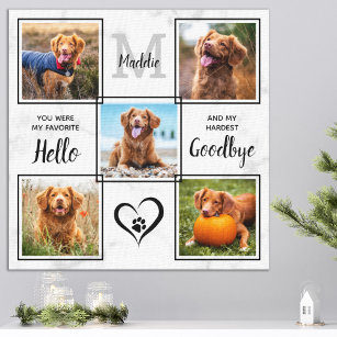 Personalised Pet Memorial Keepsake 5 Photo Collage Canvas Print