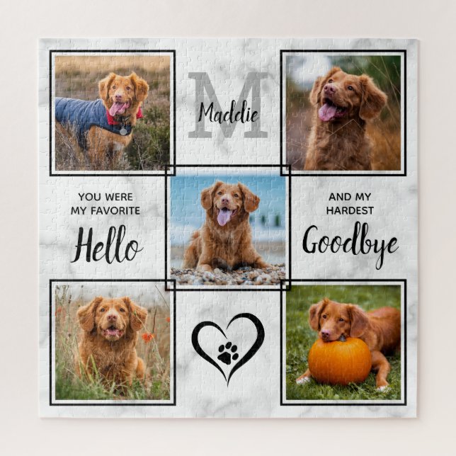 Personalised Pet Memorial Keepsake 5 Photo Collage Jigsaw Puzzle (Vertical)