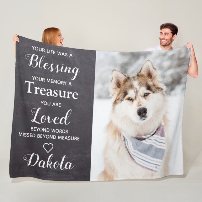 Personalised Pet Memorial Keepsake Dog Photo Fleece Blanket (In Situ)