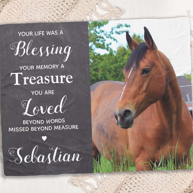 Personalised Pet Memorial Keepsake Horse Photo Fleece Blanket (Creator Uploaded)