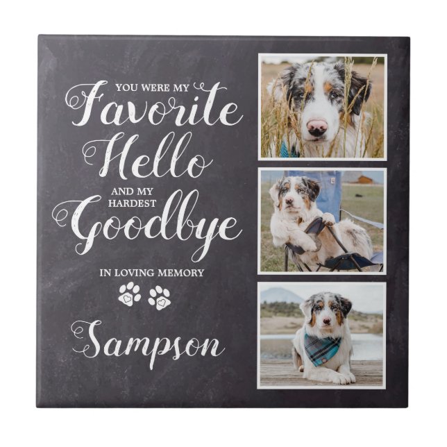 Personalised Pet Memorial Keepsake Photo Collage Tile (Front)