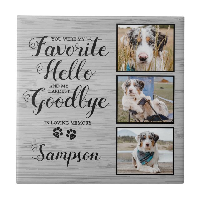 Personalised Pet Memorial Keepsake Photo Tile (Front)