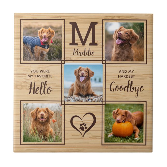 Personalised Pet Memorial Pet Loss 5 Photo Collage Tile (Front)