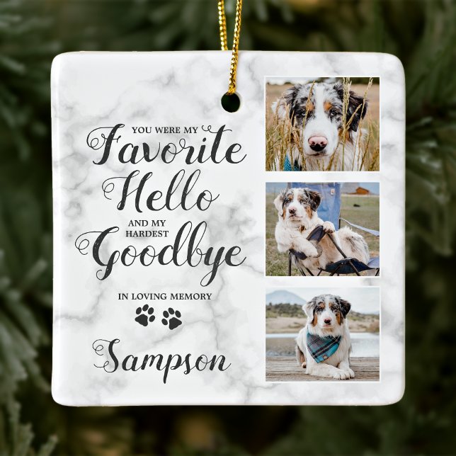 Personalised Pet Memorial Photo Collage Pet Loss Ceramic Ornament (Creator Uploaded)
