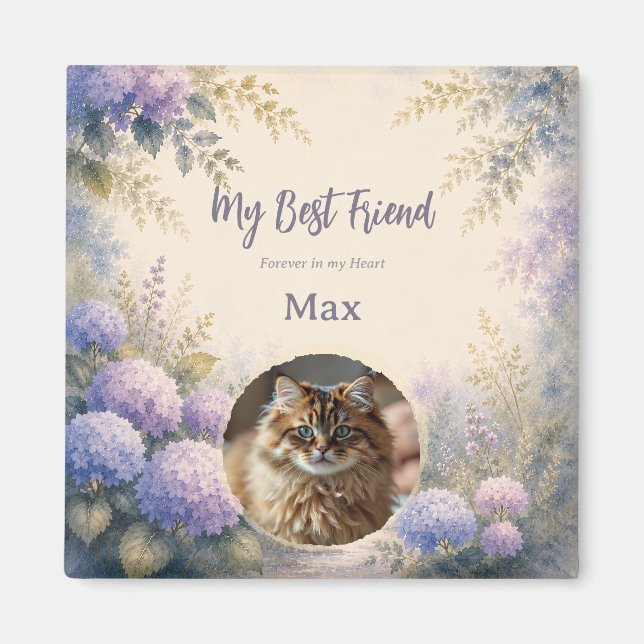 Personalised Pet Memorial Photo Magnet | Hydrangea (Front)