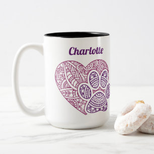 Personalised Pet Mum Custom Name Paw Print Gift Two-Tone Coffee Mug