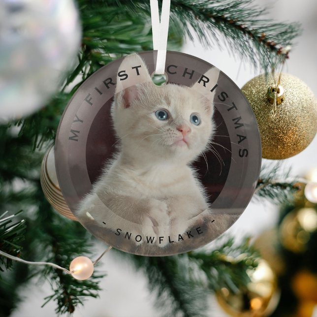 Personalised Pet My First Christmas Photo Glass Tree Decoration (Creator Uploaded)
