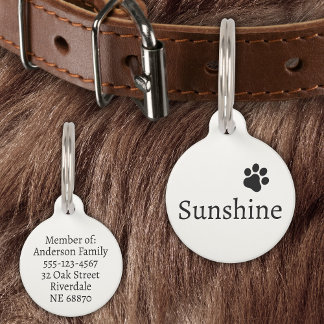 Personalised Pet Name & Address (black) Pet Tag