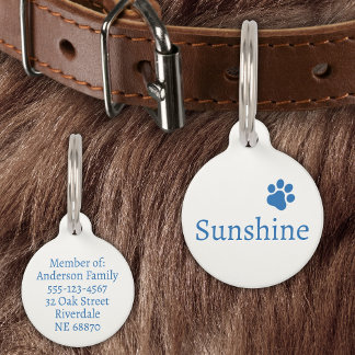 Personalised Pet Name & Address (blue) Tag