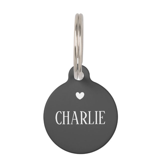 Personalised Pet Name & Address Tag Grey (Front)