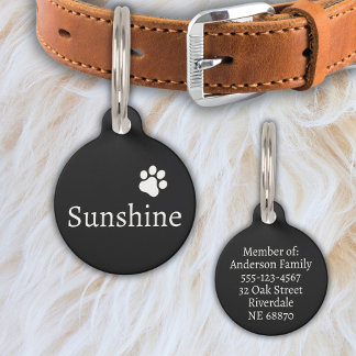 Personalised Pet Name & Address (white) Tag