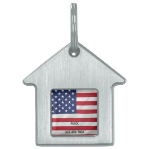 Personalised Pet Name American Flag Patriotic ID Tag