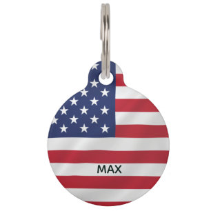 Personalised Pet Name American Flag Patriotic Pet Tag