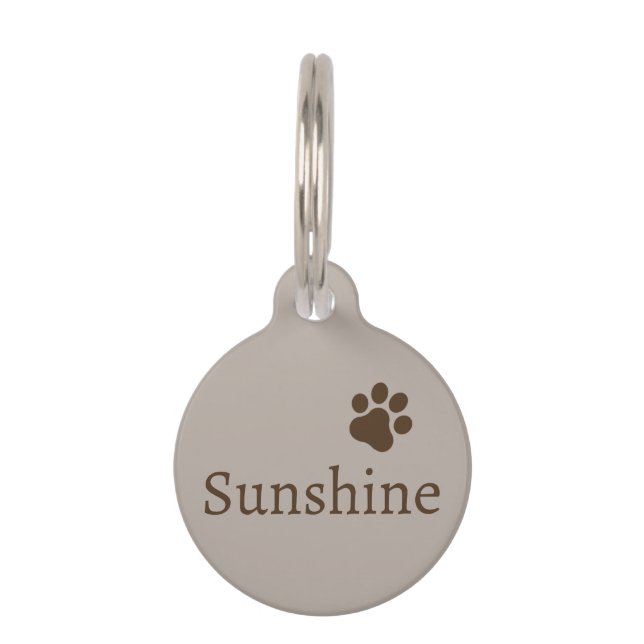 Personalised Pet Name & Contact Brown Tag (Front)
