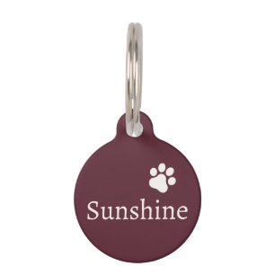 Personalised Pet Name & Contact Burgundy Red Tag