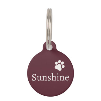 Personalised Pet Name & Contact Burgundy Red Tag