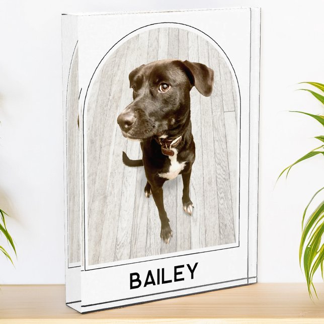 Personalised Pet Name Modern Arch Photo Block (Modern arch photo personalized custom name photo block for family or pet pictures)