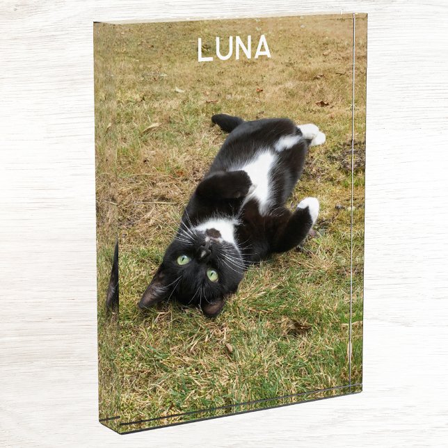 Personalised Pet Name Modern Photo Block (Modern photo personalized custom name photo block for family or pet pictures)