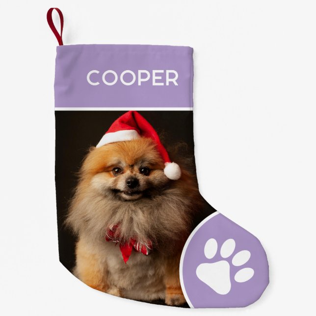 Personalised Pet Name & Photo Lavender Small Christmas Stocking (Front)