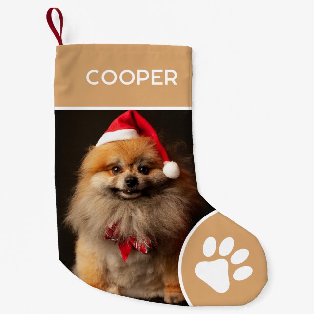 Personalised Pet Name & Photo Simple Small Christmas Stocking (Front)