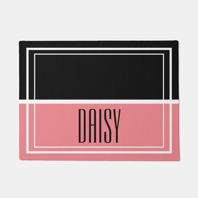 Personalised Pet Name Pink Food & Water Mat (Front)