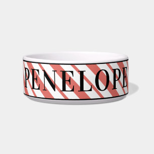 Personalised Pet Name Stripes Dog Bowl