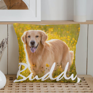 Personalised Pet Name Two Photos Throw Pillow