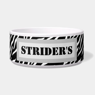 Personalised Pet Name Zebra Print Bowl