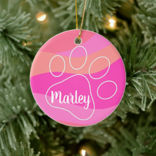 Personalised Pet Paw Print Ceramic Tree Decoration