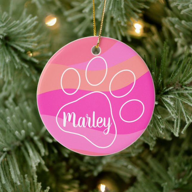 Personalised Pet Paw Print Ceramic Tree Decoration (Tree)