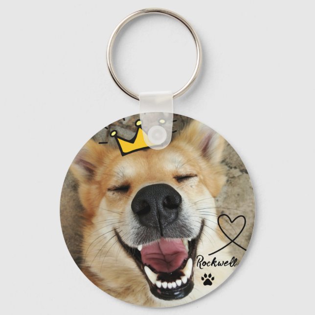 Personalised Pet Photo And Name Dog  Key Ring (Front)