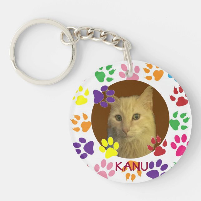 Personalised Pet Photo and Name double-sided Key Ring (Front)
