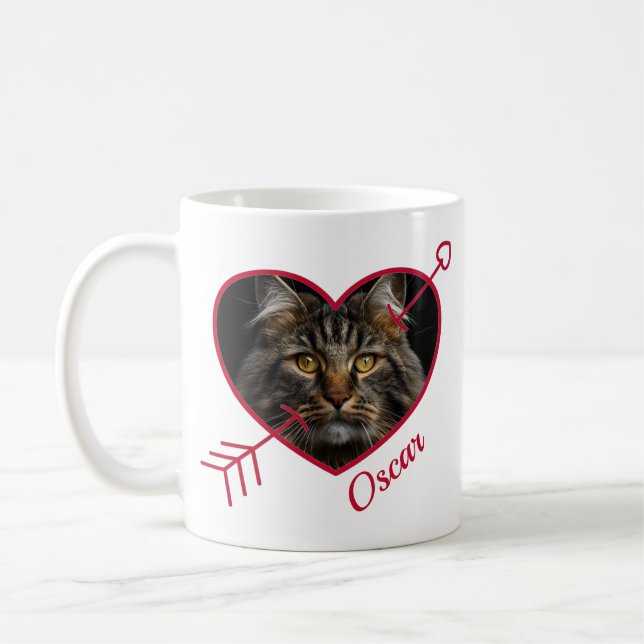 Personalised Pet Photo and Name Heart Shape Mug (Left)