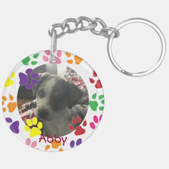 Personalised Pet Photo and Name Key Ring (Back Right)