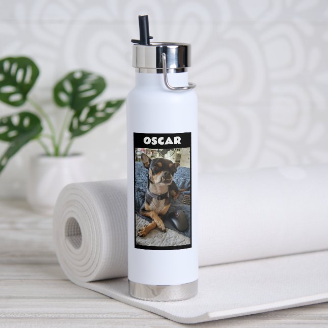 Personalised Pet Photo and Name   Water Bottle (Yoga)