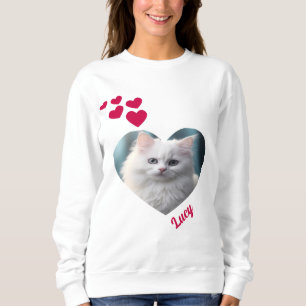 Personalised Pet Photo And Name With Heart Shapes Sweatshirt