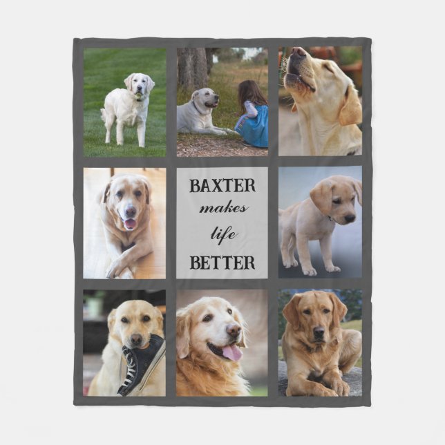 Personalised Pet Photo and Text Dog Cat Family Fleece Blanket (Front)