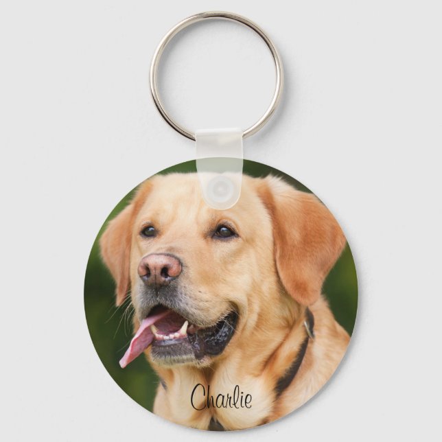 Personalised Pet Photo and Text Dog Lover Key Ring (Front)